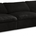 Cozy 117" Velvet Upholstered Overstuffed Fiber Filled Comfort Comfort 3pc. Armless Modular Sofa