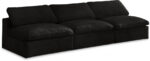 Cozy 117" Velvet Upholstered Overstuffed Fiber Filled Comfort Comfort 3pc. Armless Modular Sofa
