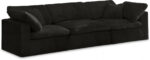 Cozy 119" Velvet Upholstered Overstuffed Fiber Filled Comfort Comfort 3pc. Modular Sofa