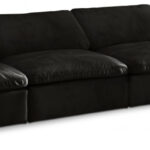 Cozy 156" Velvet Upholstered Overstuffed Fiber Filled Comfort Comfort 4pc. Armless Modular Sofa