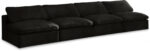 Cozy 156" Velvet Upholstered Overstuffed Fiber Filled Comfort Comfort 4pc. Armless Modular Sofa