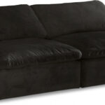 Cozy 78" Velvet Upholstered Overstuffed Fiber Filled Comfort Comfort 2pc. Armless Modular Loveseat