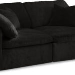 Cozy 80" Velvet Upholstered Overstuffed Fiber Filled Comfort Comfort 2pc. Modular Loveseat