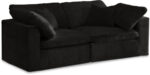 Cozy 80" Velvet Upholstered Overstuffed Fiber Filled Comfort Comfort 2pc. Modular Loveseat