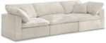 Cozy 119" Velvet Upholstered Overstuffed Fiber Filled Comfort Comfort 3pc. Modular Sofa - Image 4