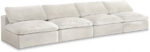 Cozy 156" Velvet Upholstered Overstuffed Fiber Filled Comfort Comfort 4pc. Armless Modular Sofa - Image 4