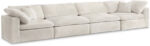 Cozy 158" Velvet Upholstered Overstuffed Fiber Filled Comfort Comfort 4pc. Modular Sofa - Image 4