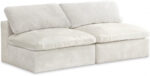 Cozy 78" Velvet Upholstered Overstuffed Fiber Filled Comfort Comfort 2pc. Armless Modular Loveseat - Image 4