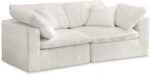 Cozy 80" Velvet Upholstered Overstuffed Fiber Filled Comfort Comfort 2pc. Modular Loveseat - Image 4