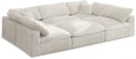 Cozy 119" Velvet Upholstered Overstuffed Fiber Filled Comfort Comfort 6pc. Modular Sectional - Image 4