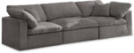 Cozy 119" Velvet Upholstered Overstuffed Fiber Filled Comfort Comfort 3pc. Modular Sofa - Image 2