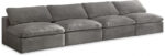 Cozy 156" Velvet Upholstered Overstuffed Fiber Filled Comfort Comfort 4pc. Armless Modular Sofa - Image 2