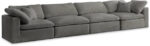 Cozy 158" Velvet Upholstered Overstuffed Fiber Filled Comfort Comfort 4pc. Modular Sofa - Image 2
