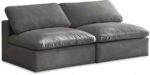 Cozy 78" Velvet Upholstered Overstuffed Fiber Filled Comfort Comfort 2pc. Armless Modular Loveseat - Image 2