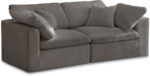 Cozy 80" Velvet Upholstered Overstuffed Fiber Filled Comfort Comfort 2pc. Modular Loveseat - Image 2