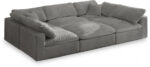 Cozy 119" Velvet Upholstered Overstuffed Fiber Filled Comfort Comfort 6pc. Modular Sectional - Image 2