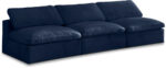 Cozy 117" Velvet Upholstered Overstuffed Fiber Filled Comfort Comfort 3pc. Armless Modular Sofa - Image 3