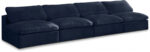 Cozy 156" Velvet Upholstered Overstuffed Fiber Filled Comfort Comfort 4pc. Armless Modular Sofa - Image 3