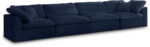Cozy 158" Velvet Upholstered Overstuffed Fiber Filled Comfort Comfort 4pc. Modular Sofa - Image 3