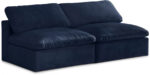 Cozy 78" Velvet Upholstered Overstuffed Fiber Filled Comfort Comfort 2pc. Armless Modular Loveseat - Image 3
