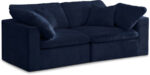 Cozy 80" Velvet Upholstered Overstuffed Fiber Filled Comfort Comfort 2pc. Modular Loveseat - Image 3