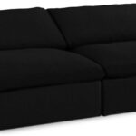 Serene 78" Linen Textured Fabric Upholstered Deluxe Comfort 2pc. Armless Modular Sofa