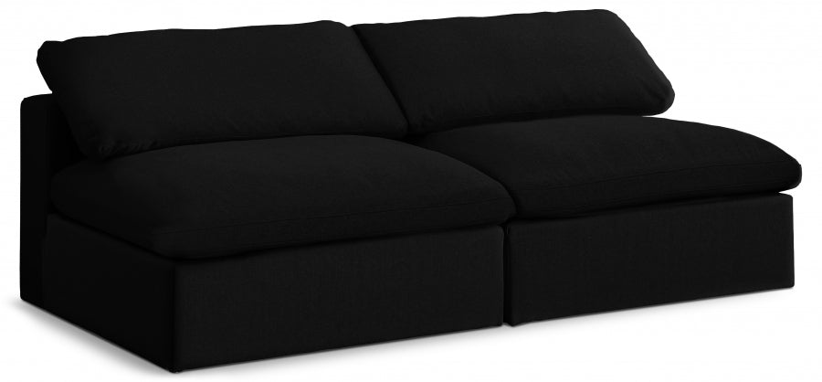13148.jpg Serene 78" Linen Textured Fabric Upholstered Deluxe Comfort 2pc. Armless Modular Sofa - Image 1
