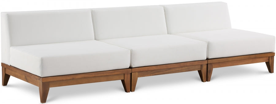 13530_da579262-c9ab-48ea-ac17-46819e40ddeb.jpg Rio 103.5" Off White Water Resistant Fabric Upholstered Outdoor Patio 3pc. Armless Modular Sofa - Image 1
