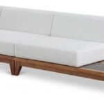 Rio 128.5" Off White Water Resistant Fabric Upholstered Outdoor Patio 3pc. Modular Sofa