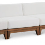 Rio 131" Off White Water Resistant Fabric Upholstered Outdoor Patio 4pc. Modular Sofa