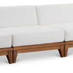 Rio 138" Off White Water Resistant Fabric Upholstered Outdoor Patio 4pc. Armless Modular Sofa