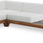 Rio 125" Off White Water Resistant Fabric Upholstered Outdoor Patio 5pc. Modular Sectional