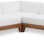 Rio 100" Off White Water Resistant Fabric Upholstered Outdoor Patio 5pc. Modular Sectional