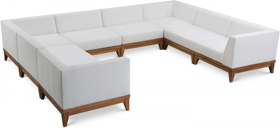 13550_fc8a484d-a58f-4342-96b5-d94fd79da018.jpg Rio 131" Off White Water Resistant Fabric Upholstered Outdoor Patio 8pc. Modular Sectional - Image 1