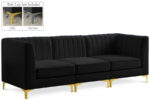 Alina 91" Velvet Upholstered 3pc. Modular Sofa