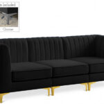 Alina 91" Velvet Upholstered 3pc. Modular Sofa