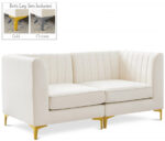 Alina 65" Velvet Upholstered 2pc. Modular Loveseat - Image 5