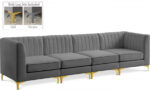 Alina 116.5" Velvet Upholstered 4pc. Modular Sofa - Image 2