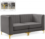 Alina 65" Velvet Upholstered 2pc. Modular Loveseat - Image 2
