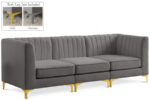 Alina 91" Velvet Upholstered 3pc. Modular Sofa - Image 2