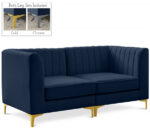 Alina 65" Velvet Upholstered 2pc. Modular Loveseat - Image 3