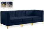 Alina 91" Velvet Upholstered 3pc. Modular Sofa - Image 3
