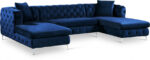 Gail 127" Velvet Upholstered 3pc. Sectional - Image 3