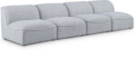 Miramar 132" Linen Textured Fabric Upholstered 4pc. Armless Modular Sofa