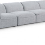 Miramar 142" Linen Textured Fabric Upholstered 4pc. Modular Sofa