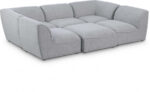 Miramar 109" Linen Textured Fabric Upholstered 6pc. Modular Sectional
