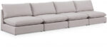 Mackenzie 160" Linen Textured Fabric Upholstered 4pc. Armless Modular Sofa - Image 2