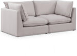Mackenzie 80" Linen Textured Fabric Upholstered 2pc. Modular Loveseat - Image 2