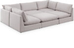 Mackenzie 120" Linen Textured Fabric Upholstered 6pc. Modular Sectional - Image 2