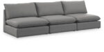 Mackenzie 120" Linen Textured Fabric Upholstered 3pc. Armless Modular Sofa